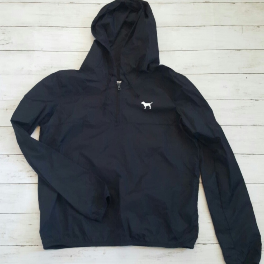 NWOT Pink by Victorias Secret quarter zip wind breaker hooded jacket